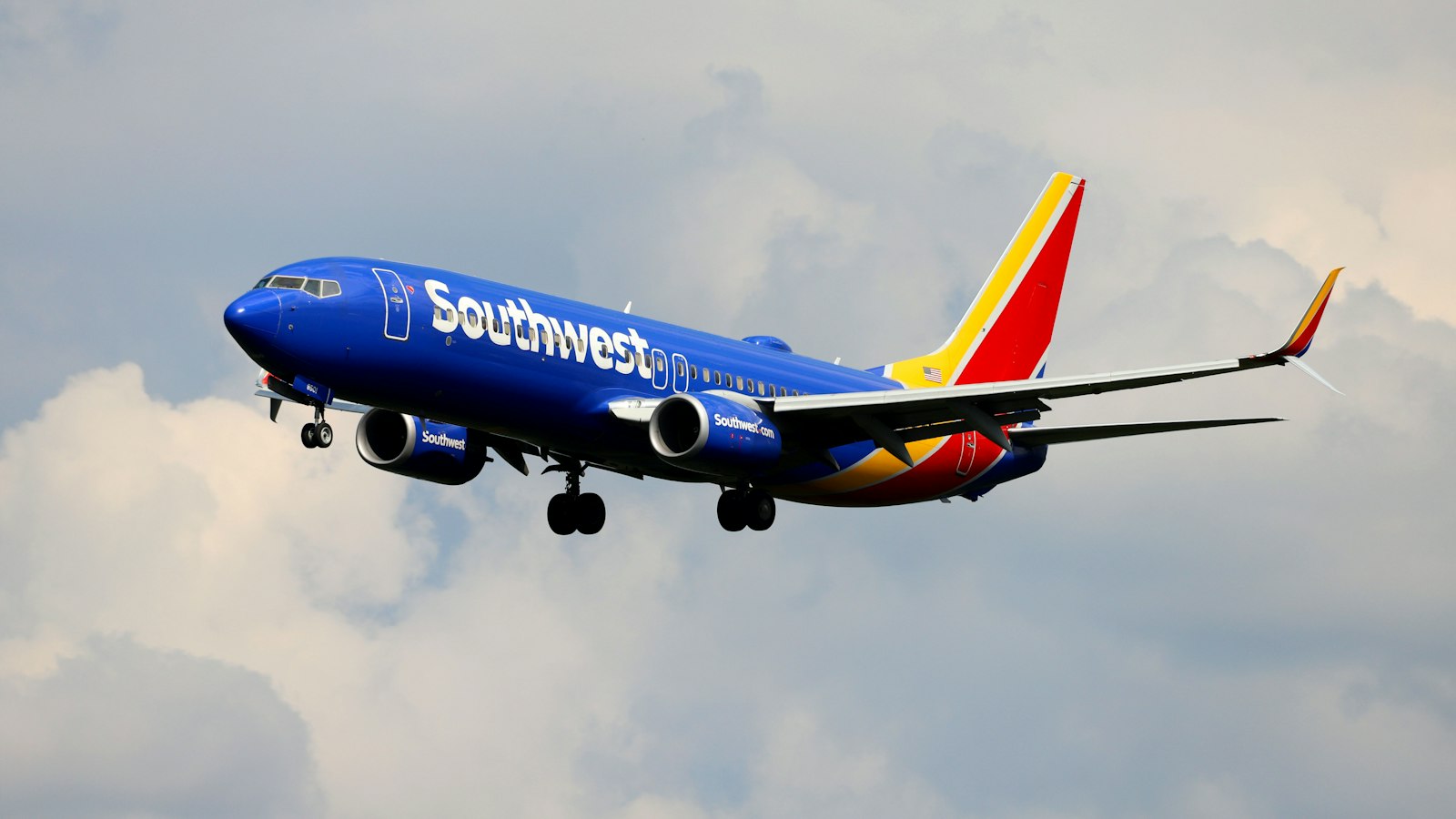 A Southwest Rapid airplane flying in the sky